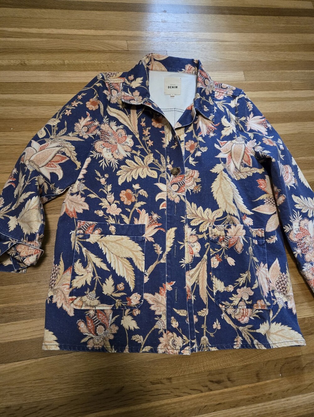 Sezane Denim Will Floral Jacket